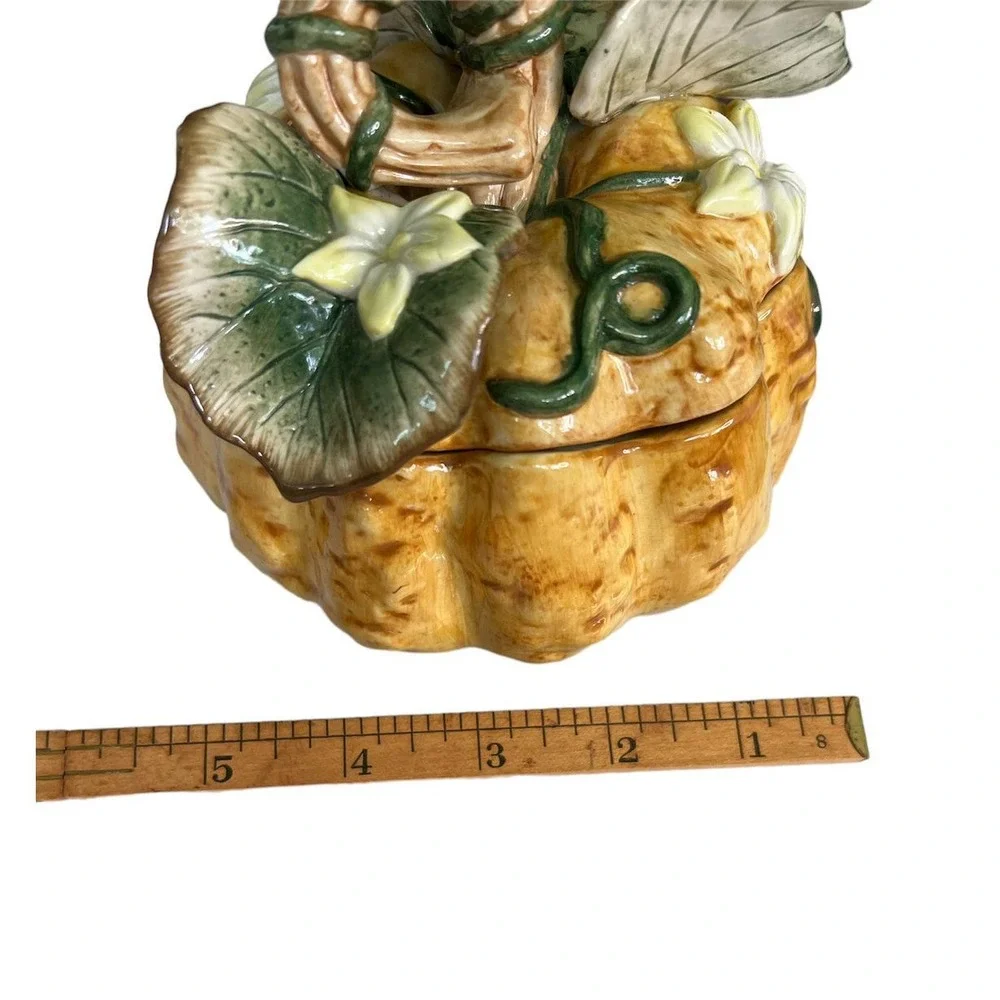 Vtg Fitz & Floyd Garden Gourmet Pumpkin Fall Harvest Bowl Lid Thanksgiving Gourd